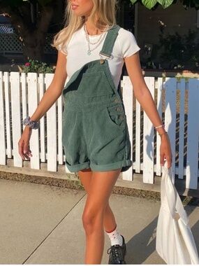 Princess Polly Green Denim Overalls for Women Size 4